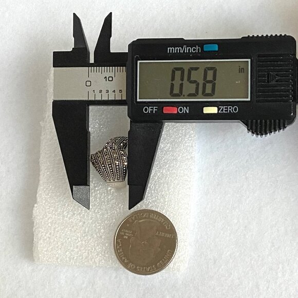 Sterling Silver 925 Art Deco Style Marcasite Asymmetric Wide Band Ring Sz 6.5 - Picture 13 of 16